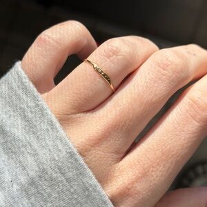 Bittersweet’s New York Catbird Famous Letter Ring, Size 5 in 14k, “Lover”